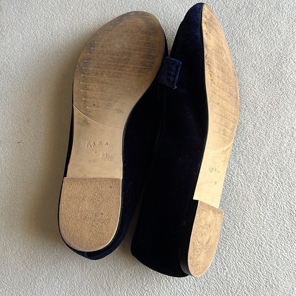 Zara blue velvety loafers / flats, size 39. - Picture 7 of 8